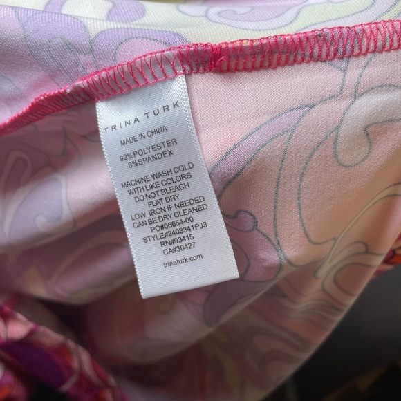 Trina Turk Woman’s Floral Print Dress Size Medium NWT Open Tie Sleeve Colorful - Picture 5 of 5